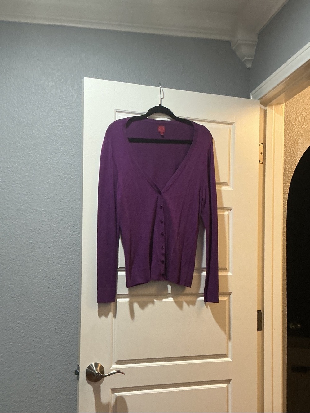 Women's Purple Button Up Cardigan Sweater